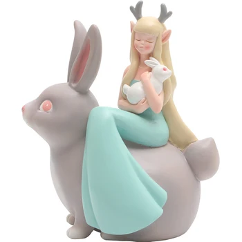

Hot Sale Rabbit Boy Deer Girl Model Figurines Resin Crafts Simple Desktop Miniature Home Decoration Accessories Birthday Gifts