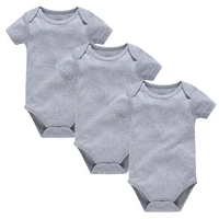Kavkas 3PCS 5PCS Baby Boys Girls Clothes Solid White Short Sleeve Cotton Baby Bodysuits 4
