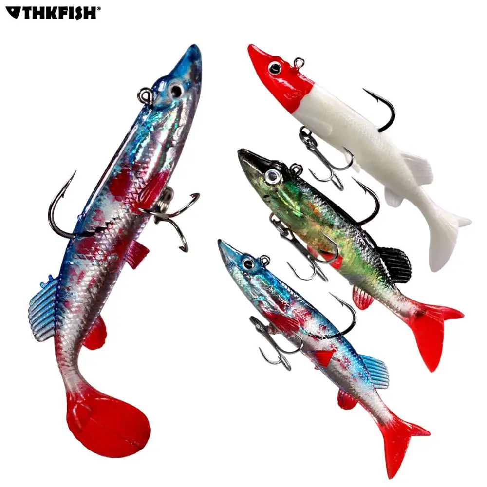 Fishing Swim Shad Soft Lure Fresh Water Fishing Bait Minnow Soft Lures with Lead Head Jig Hooks Topwater Lures Spinnerbait Crankbait for Bass,Walleye,Pike