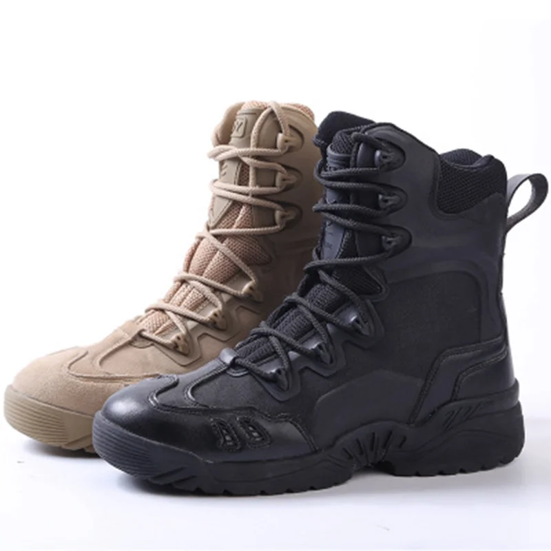 Кожаные уличные кроссовки военные тактические сапоги высокие сапоги SWAT обувь водонепроницаемая альпинистская походная обувь для мужчин армейские ботинки