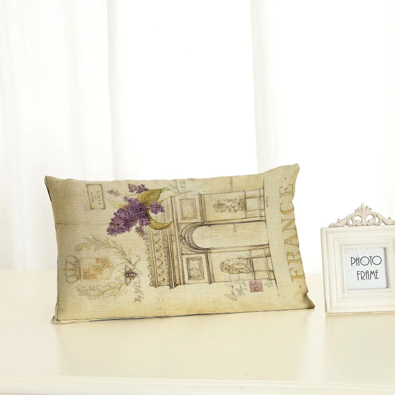 Персонализированные башня серии накидки на подушки, мода творчество украшения дома 30x50 декоративная бежевого цвета льняная Подушка Чехол