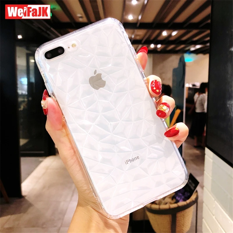 

WeiFaJK Diamond Case for iPhone 6 6s 7 8 Plus Cases Clear Silicone Soft TPU Back Cover for iPhone 7 Plus 8 8Plus X Phone Case 6