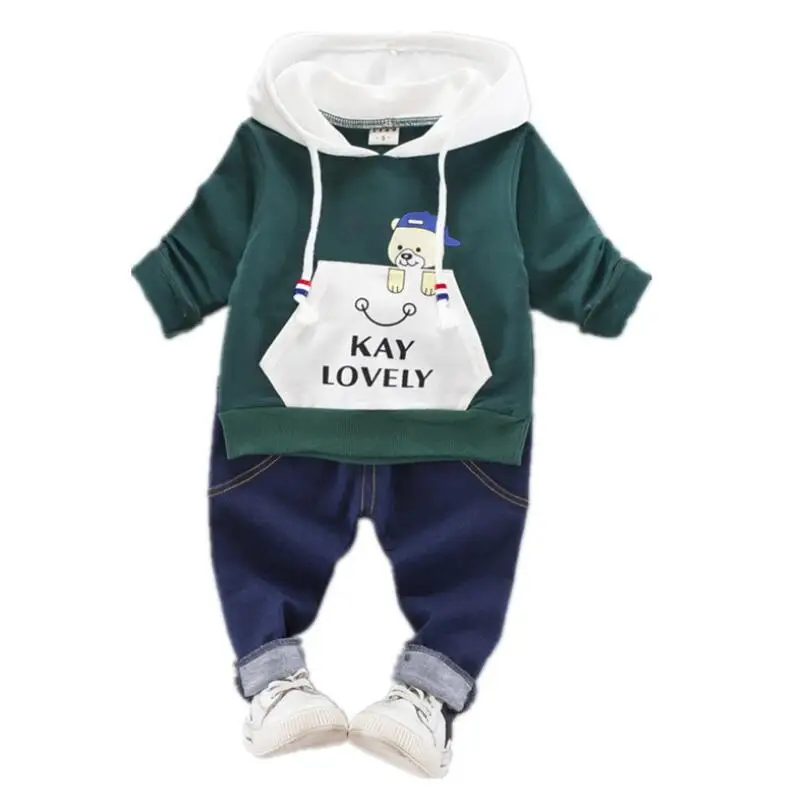 

baby clothes boys spring autumn sets boys patchwork packet hoodies mid waist jeans toddler boy sets 2PCS 0-3T
