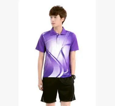 Бадминтон рубашка костюм, tenis masculino, Для мужчин Настольный теннис рубашка трикотаж одежда Спортивная, теннис рубашка Шорты, верхние части одежды zumaba wo Для мужчин - Цвет: men purple 5051