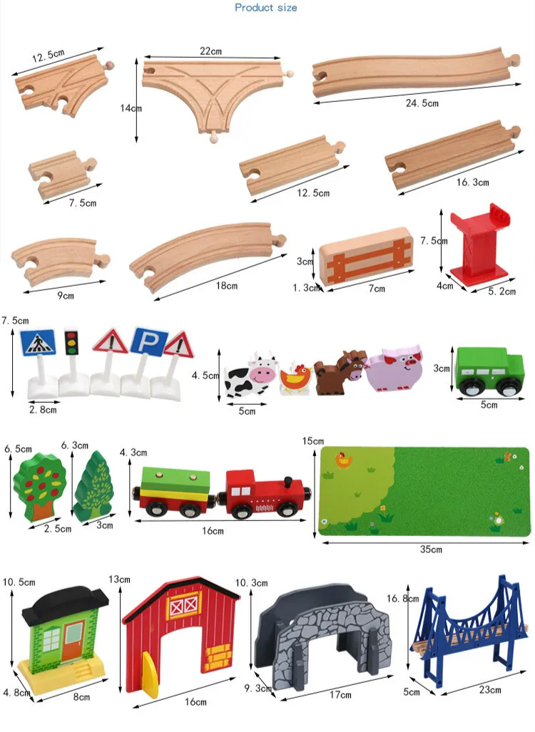 Горячая 82 шт деревянный поезд трек набор бука рельс автомобиль трек собранные модели строительные блоки головоломка игрушка для детей