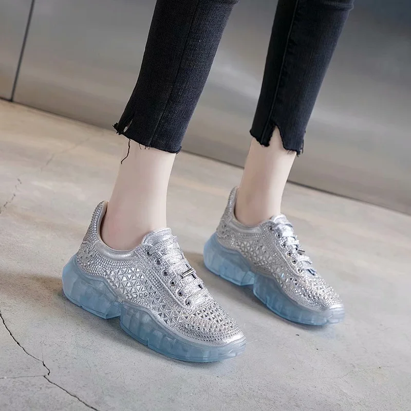 

Dumoo New Arrival Sneakers Shoes Women Brilliant Spring Casual Shoes Female Silver Crystal Shoes Zapatillas Mujer Deportiva 2019