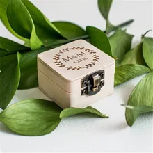 Геометрический Винтаж деревянный коробка для колец на заказ Свадьба Уникальный индивидуальный деревенский держатель кольца коробка ювелирное предложение кольцо предъявителя коробка