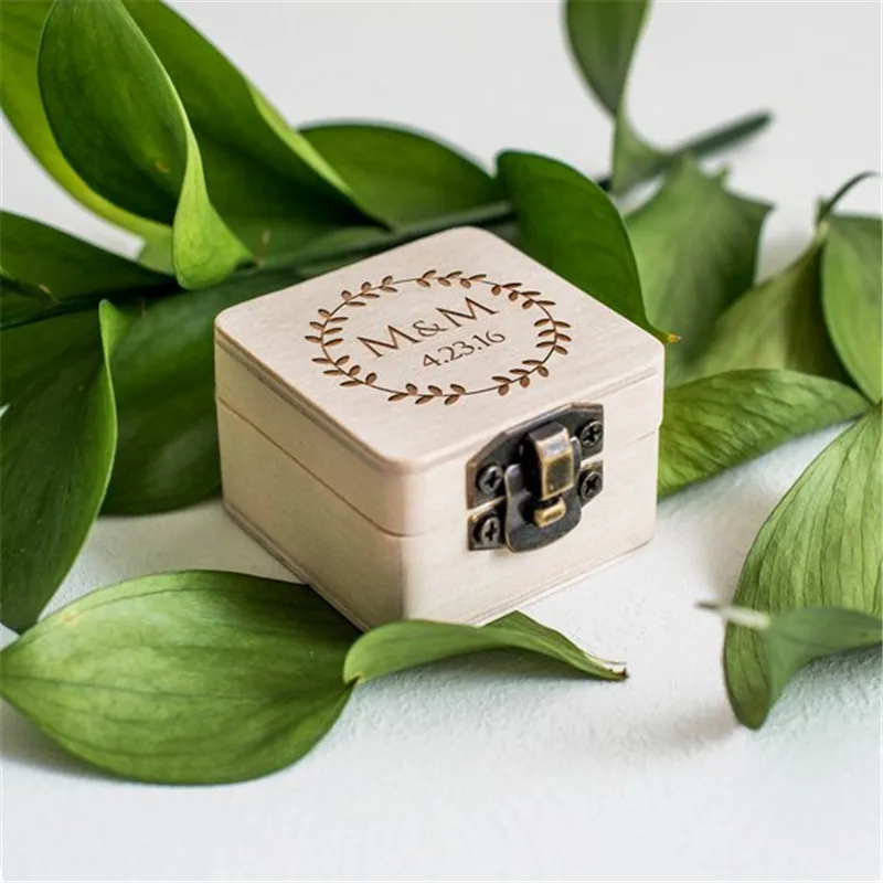 

Geometric Vintage Wooden Custom Ring Box Wedding Unique Personalized Rustic Ring Holder Box Jewelry Proposal Ring Bearer Box