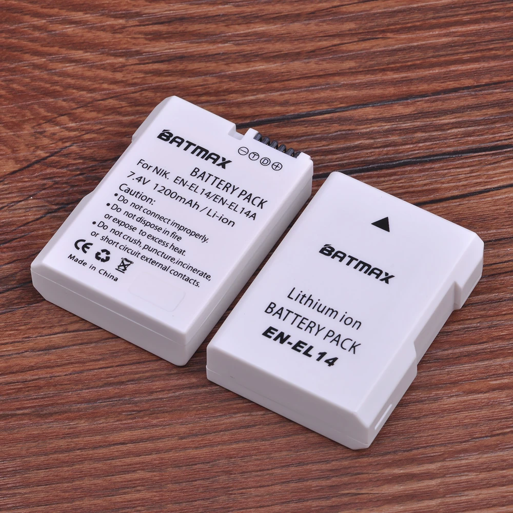 Batmax2шт EN-EL14A EN-EL14 ENEL14 EL14 Белый батарея для Nikon D3400 D3300 D3100 D5600 D5100 D5200 D3200 P7000 P7100