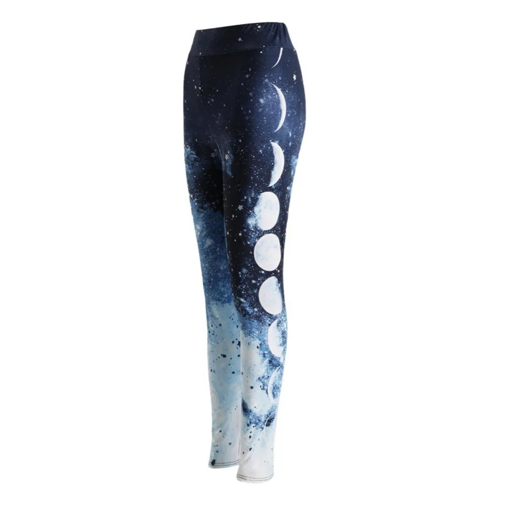 Moon Shade Printed Workout Leggings Women Yoga Pants Athletic Wear Fitness Tights Exercise Trousers Gym Running Leggins