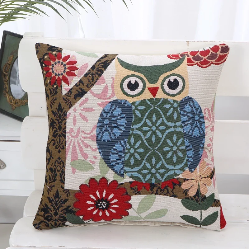 Милая модная поясничная Подушка с рисунком совы, вышитая наволочка для подушки, декоративная наволочка для автомобиля, домашнего дивана, детские подарки