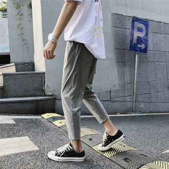 

2019 Spot Men's Summer New Korean Version Of The Nine Points Slim Small Elastic Feet Solid Color Super Fire Casual Pants