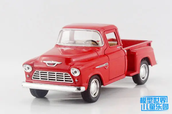 KINSMART литая металлическая модель/1:32 весы/1955 Chevrolet Chevy Stepside пикапа Игрушечная машина/образовательная Коллекция/подарок для ребенка - Цвет: Красный