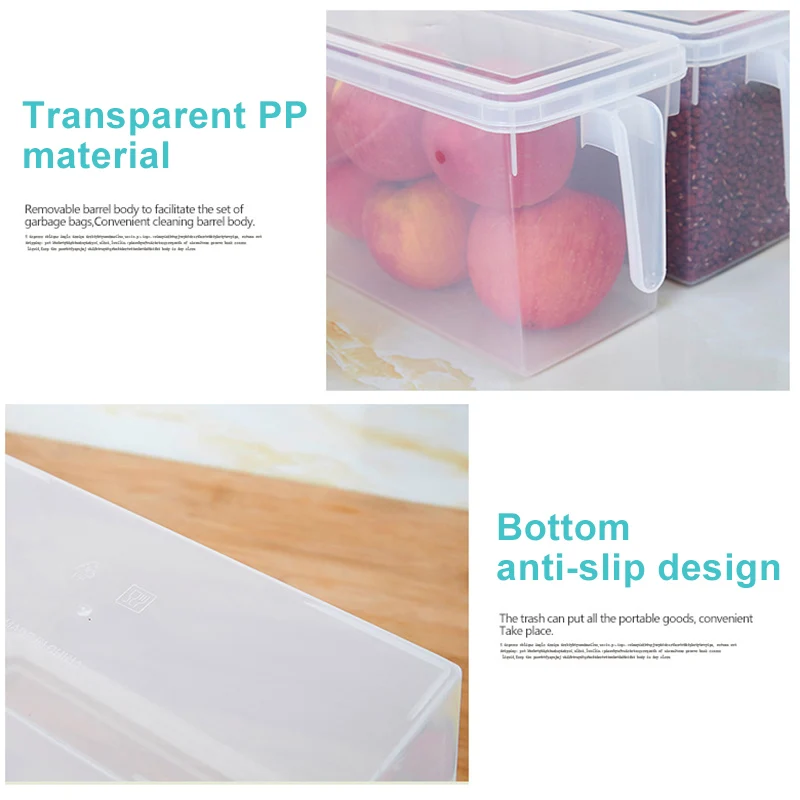 

1 Pcs Refrigerator Storage Box Transparent Container Organizer Sealed Kitchen Food Fruits DTT88