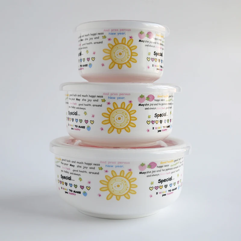 

Three-piece set, bone china mixing bowl, ice cream bowl, ceramic japanese mixing serve bowl for buffet and party, microwave save