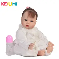 KEIUMI 55 см реальные для новорожденных, для девочек Мягкая силиконовая кукла винил 22-дюймовый ручной Прекрасный Boneca Reborn игрушки для детей