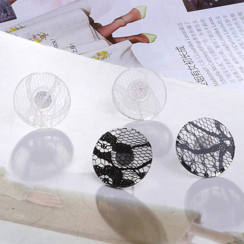 

Japan Korea Women Sexy Black Lace Lucency Acrylic Round Stud Earrings Girls Earrings Statement Ear Stud Acetic Jewelry Brincos