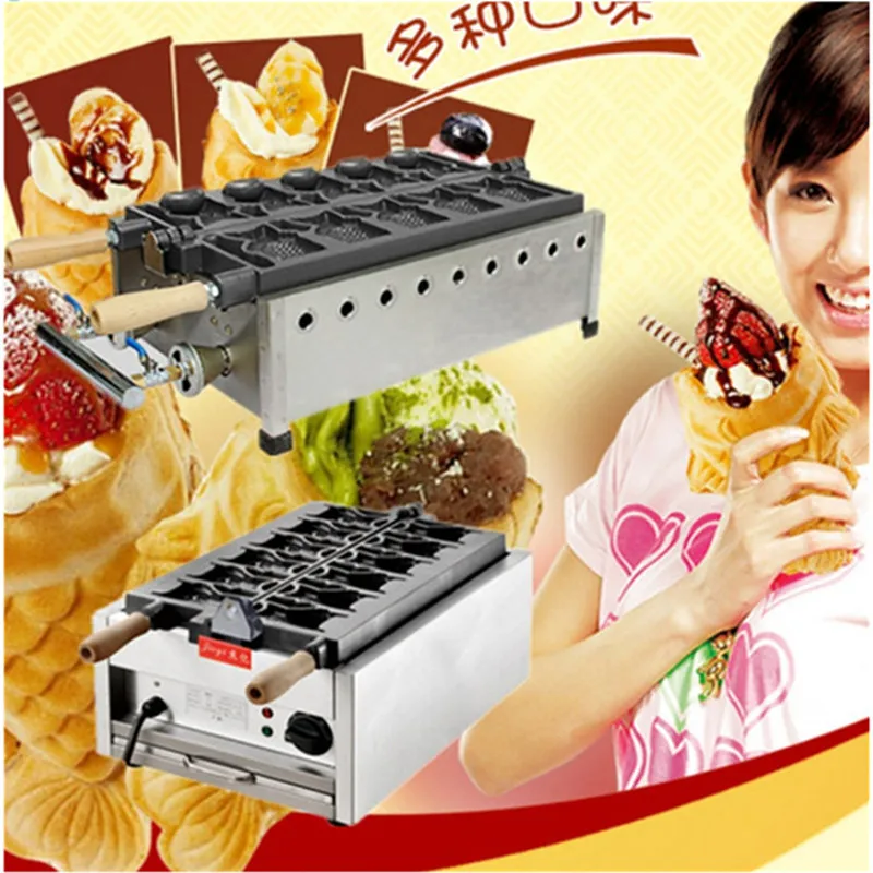 Stainless steel open mouth Taiyaki waffle baker fish cake former Snapper mould snack baking machine