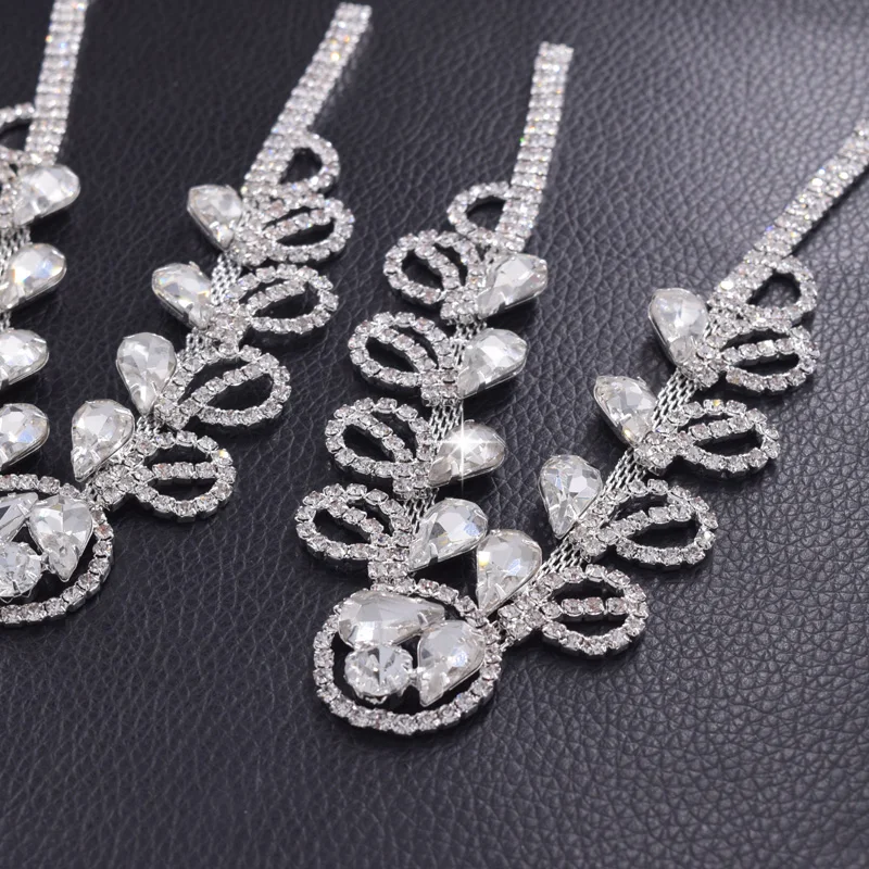 Rhinestone crystal glass shoes appliques sew on (4)