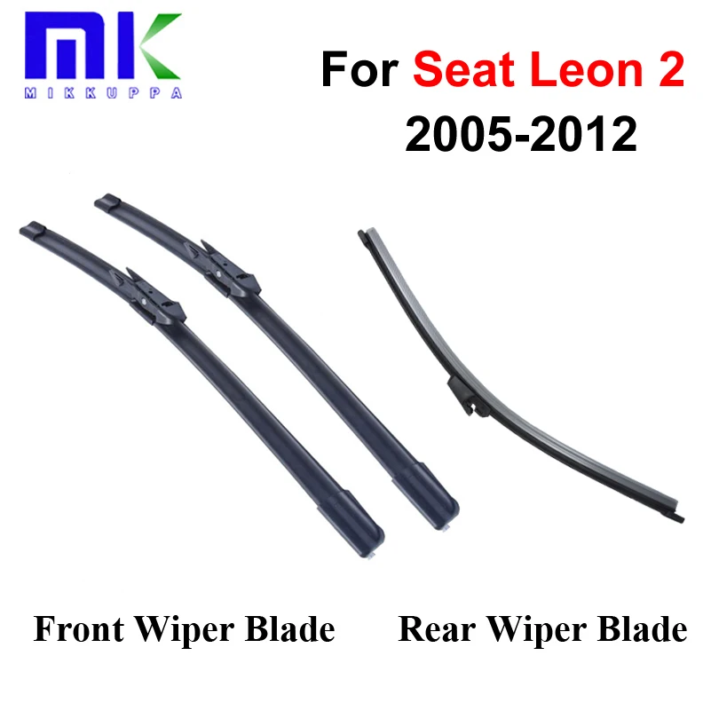 

Front And Rear Wiper Blades For Seat Leon 2 2005 2006 2007 2008 2009 2010 2011 2012 Windshield Windscreen Auto Car Accessories