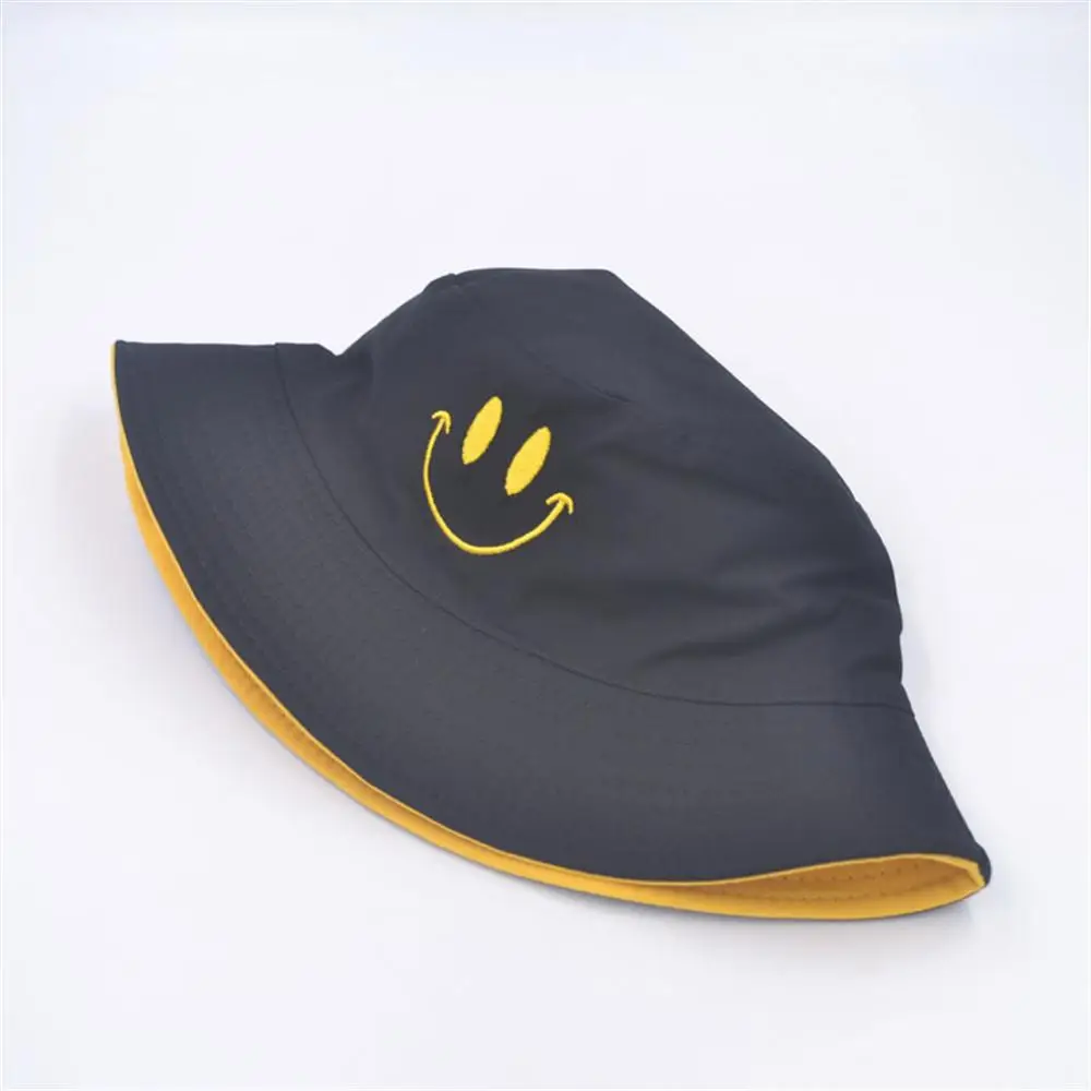 Femtindo Double Side Smile Print Black White Bucket Boonie Fisherman Safari Hat Gorro Pescador Bob Caps
