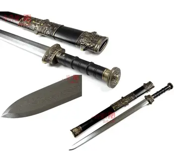 

Folded Pattern Steel Handmade Chinese Sword Vintage Home Decor Real Samurai Han jian Sharp Double edge Blade