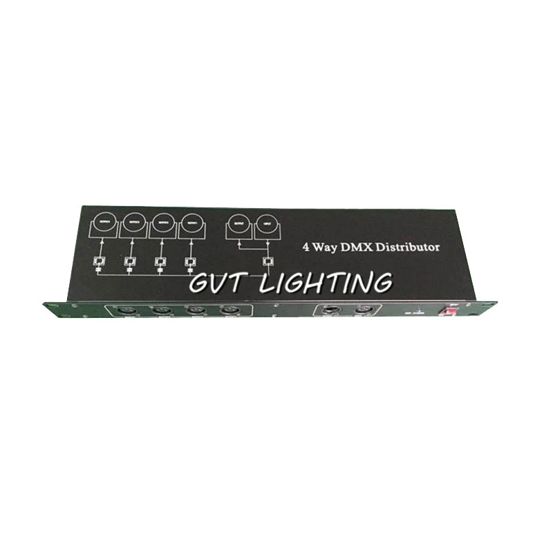 DMX amplifier Splitter AC100-240V input DMX signal repeater 4 output ports signal distributor for Moving Head Pinspot Bar Lights