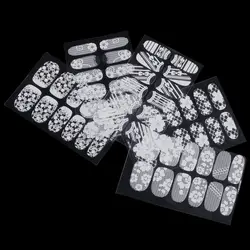 Nail Art Наклейки переводные наклейки для ногтей Стампер Маникюр белый со стразами печати DIY 6-10
