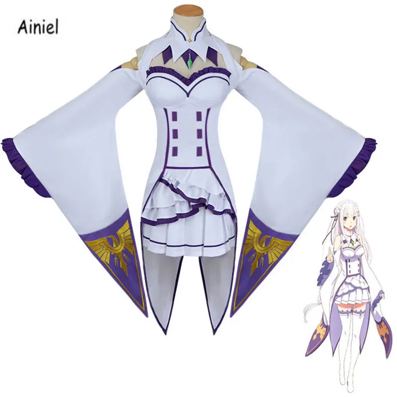 Аниме Re:zero Kara Hajimeru Isekai Seikatsu жизнь в другом мире Эмилия платье костюм для косплея