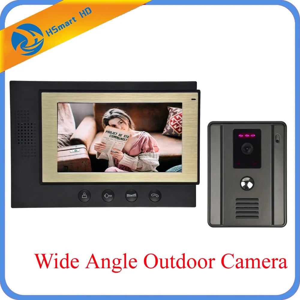 

7 TFT LCD Monitor Video Door Phone Doorbell Intercom System 700TVL Waterproof Wide Angle Night Vision Outdoor Camera Doorphone