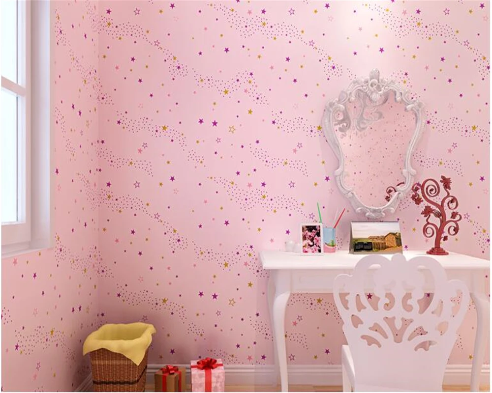 Children's room decoration green wall paper little girl cartoon cute children's bedroom 3D wallpaper boy stars Beibehang Children's room decoration green wall paper little girl cartoon cute children's bedroom 3D wallpaper boy stars Beibehang
