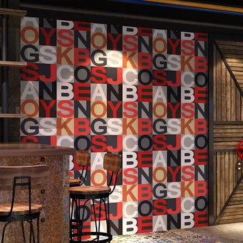 

Vintage Letters Wallpaper Red Blue 3D English Alphabet Barber Shop Restaurant Bar Clothing Shop KTV Wallpaper Papel De Parede 3D