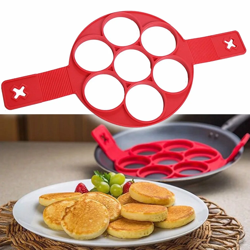 

Flippin' Fantastic Pancake Pan Flip Perfect Breakfast Maker Eggs Omelette Flipjack Tools 7 and 4 Grids Pancake Maker