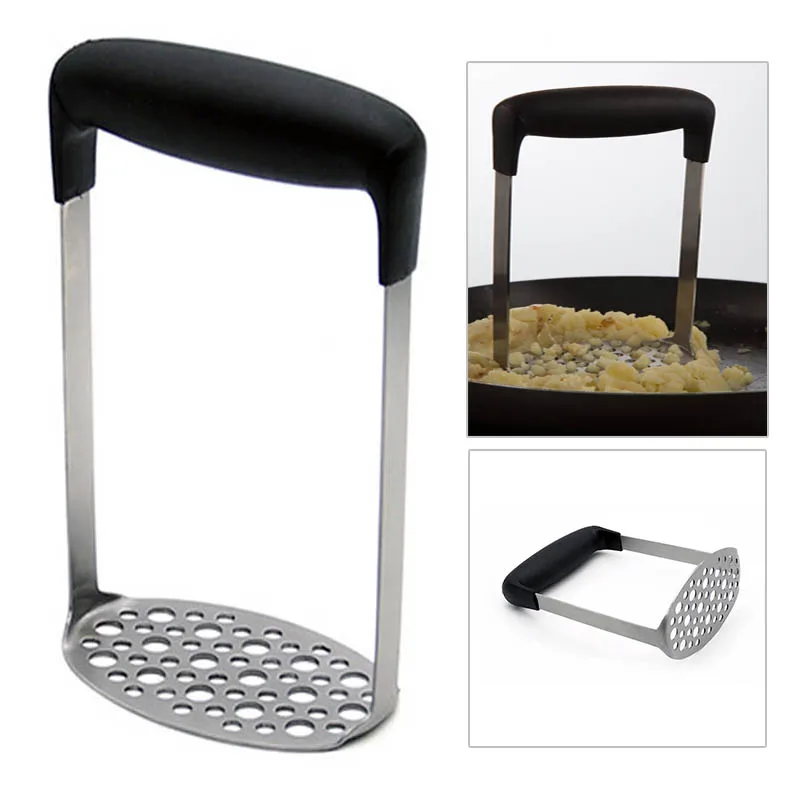 

New Kitchen Stainless Steel Potato Ricer and Masher with Broad Ergonomic Horizontal Handle Fine-grid Mashing Plate ail Outil Hot