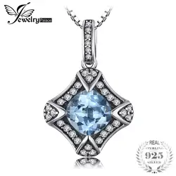 JewelryPalace Ретро 2.2ct натуральный Небесно голубой топаз подвески натуральная 925 пробы серебро 45 см коробка цепи колье