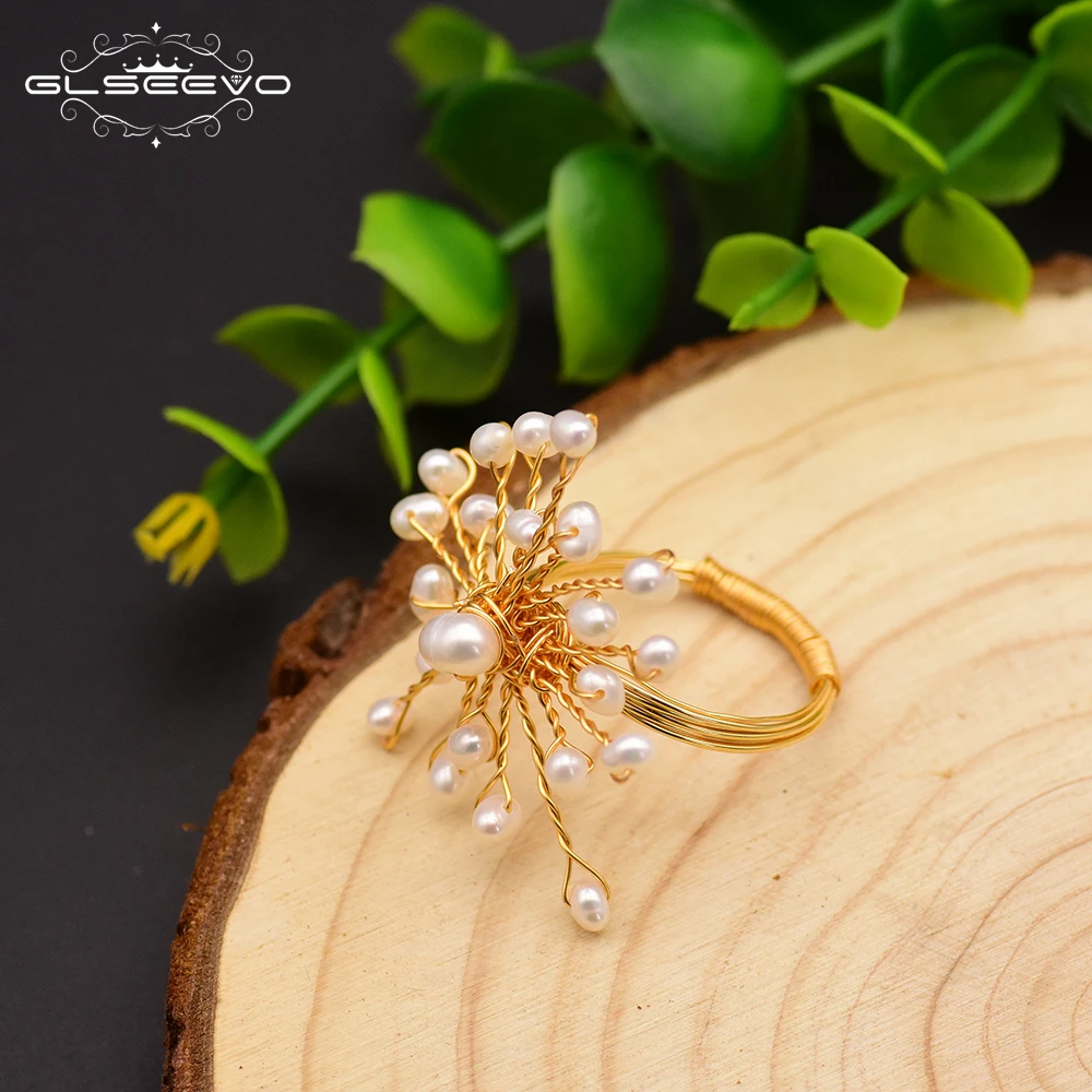 GLSEEVO,, ручная работа, натуральный пресноводный жемчуг, кольцо-Снежинка для женщин, подарок на день рождения, кольцо, хорошее ювелирное изделие GR0231