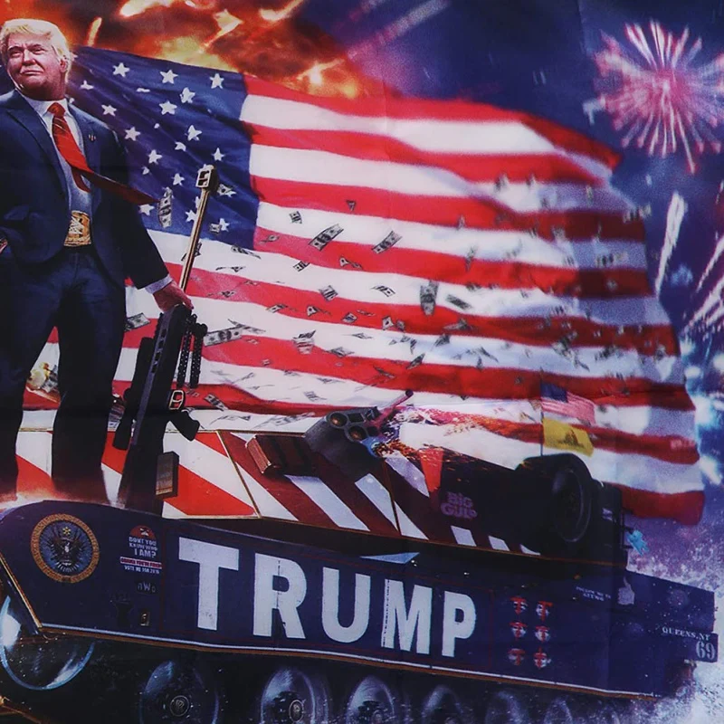

150X90cm American President On The Tank Flag Polyester Banner Digital Print Big Hanging President Flag