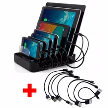 AC100-240V USB Зарядное устройство концентратора DC5V 7-порт быстрой зарядки станции для Android мобильный телефон Apple и Планшеты ПК с 7 шт. USB-кабели