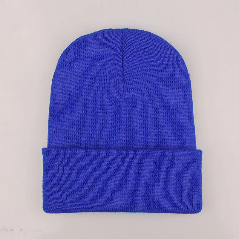 Royal Blue Cap Зимние шапки для женщин, Новые Вязаные шапки, одноцветные милые шапки для девочек, осенние женские шапки, теплые шапки, Женская Повседневная шапка - Цвет: Royal Blue Cap