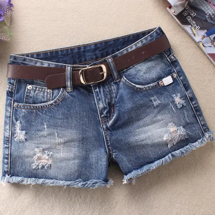 Women hole High Waist Denim Shorts Stretch Casual Basic Jeans Shorts