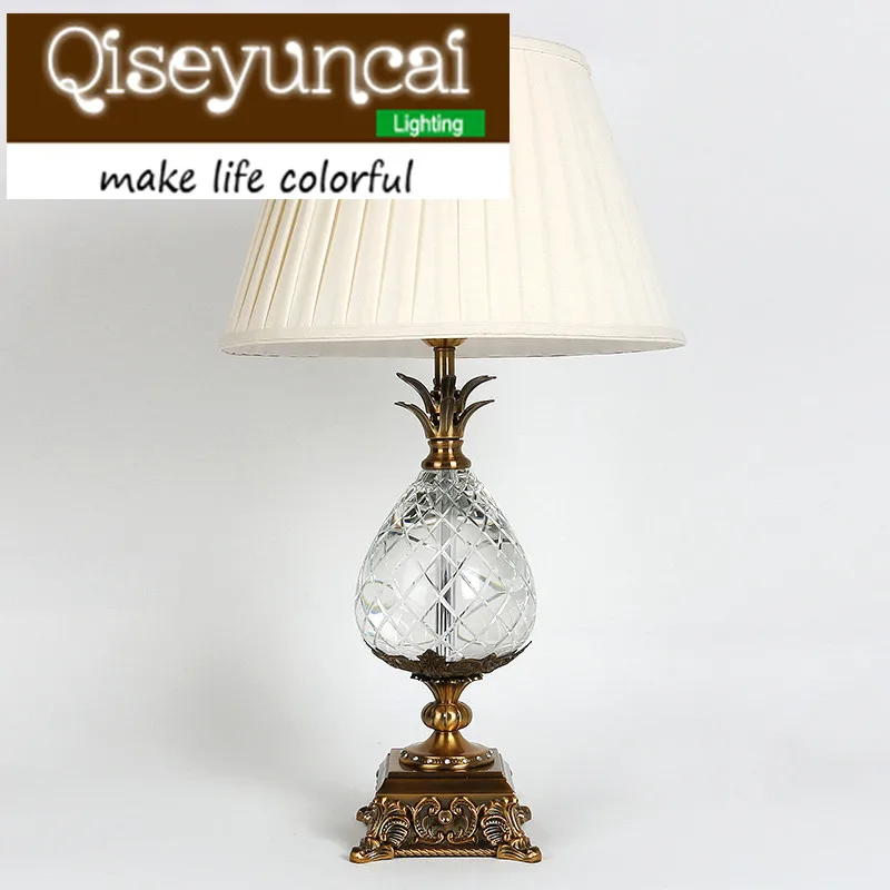 Qiseyuncai European style cozy bedroom pineapple K9 crystal table lamp modern simplicity luxury high-end fashion lighting Qiseyuncai European style cozy bedroom pineapple K9 crystal table lamp modern simplicity luxury high-end fashion lighting