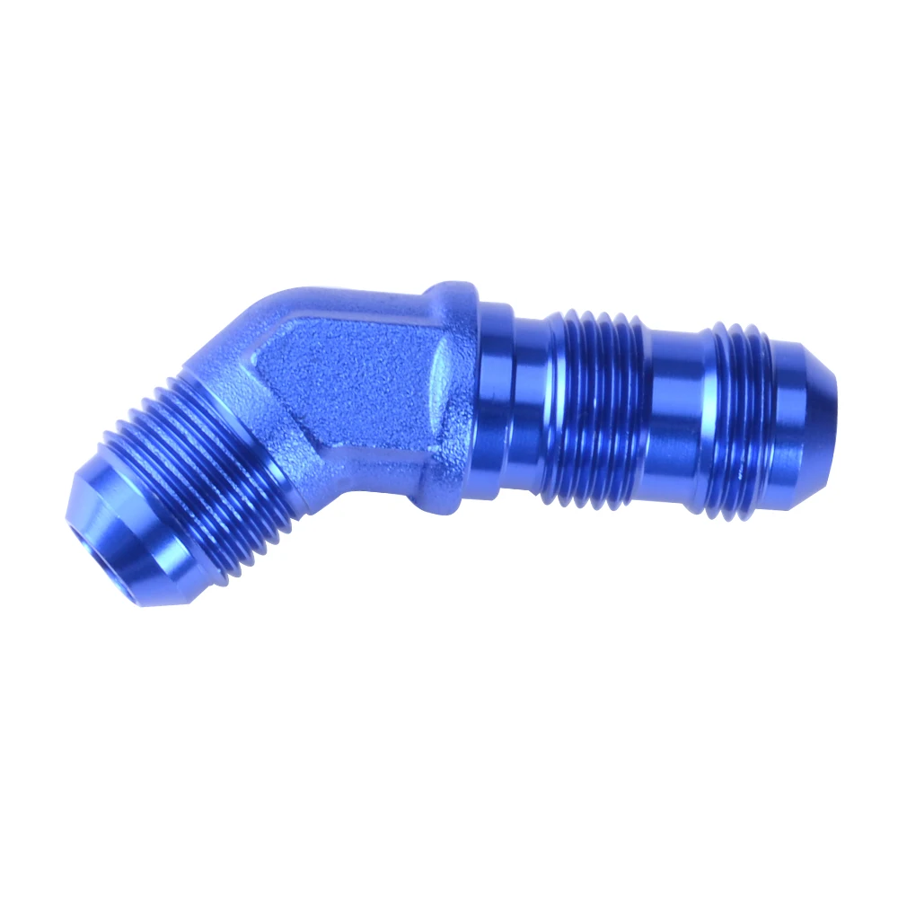 AN4/6/8/10/12/16 45 Degree Flare Bulkhead Male Fitting Apapters Blue Aluninum Anodized Fitting photo