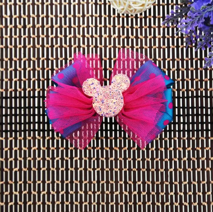bling polka dot organze hair clip1