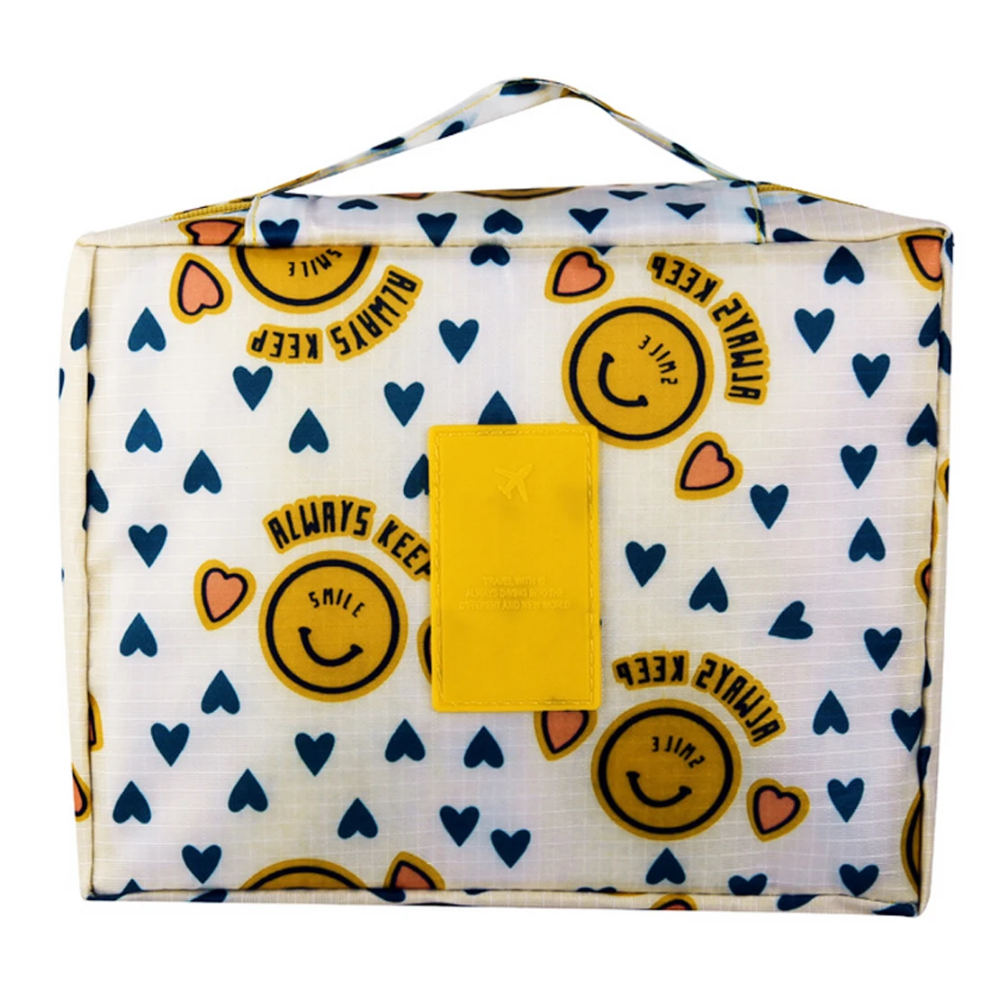 yellow smile face Портативная вместительная сумка-косметичка на молнии с узором в горошек, косметичка для макияжа, косметичка для хранения, 1 шт - Цвет: yellow smile face