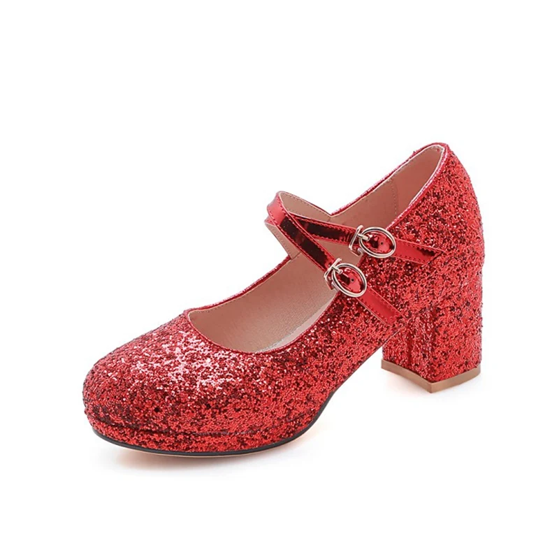 ORCHA LISA/свадебные туфли с острым носком; коллекция года; женские туфли-лодочки; блестящие стразы; ремешок на щиколотке; квадратный каблук; модельные туфли для вечеринки; цвет золотой, серебряный - Цвет: red 1