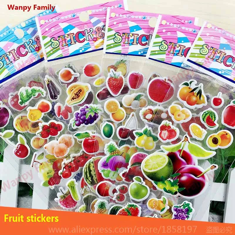 

Fruit bubble stickers Apple papaya lemon Watermelon DIY mini stickers for children's festival gift decor sticker