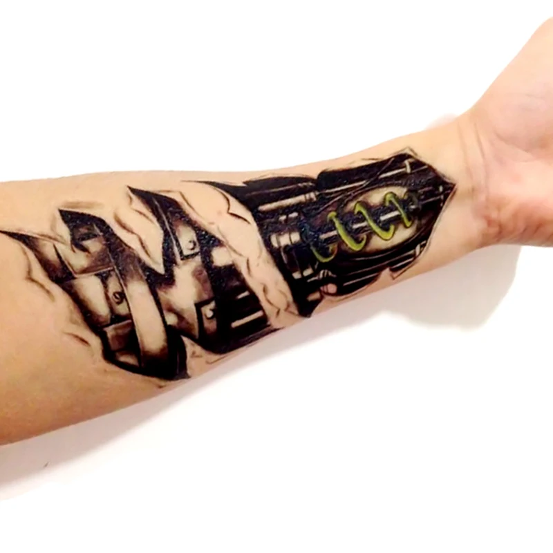 3 Sheets DIY Styles Mechanical Robot Arm 3d Big Tattoos Body Art Makeup  Temporary Tattoos Transfer Paper Fake Tats - AliExpress