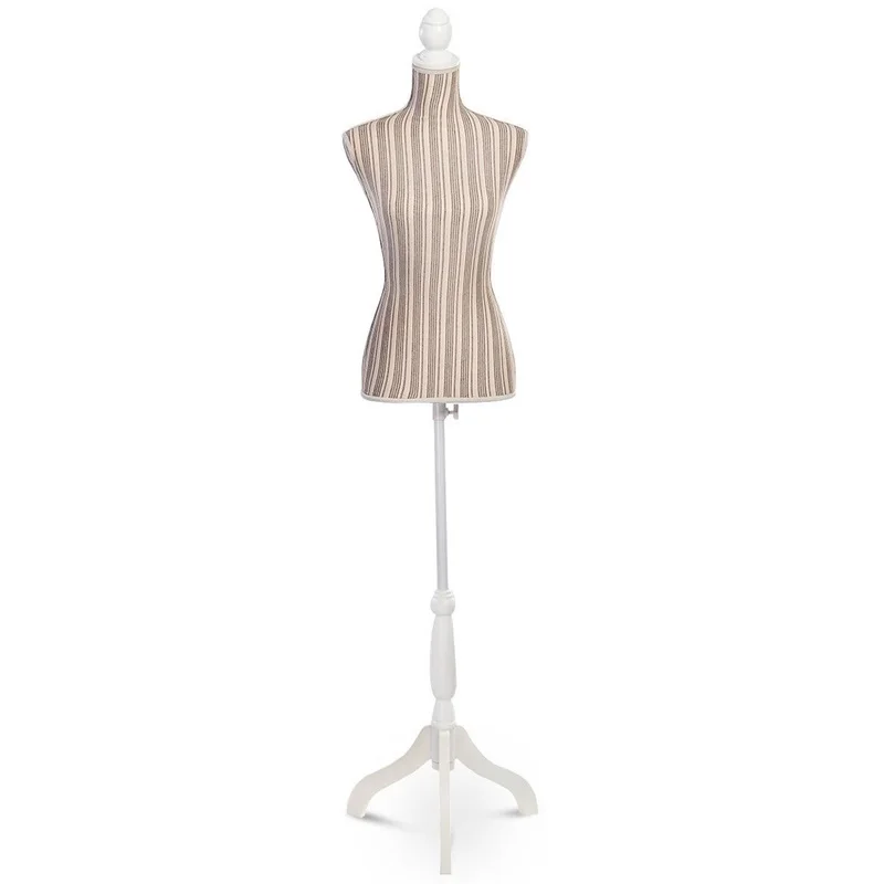 

Female Mannequin Torso Form Display with Tripod Stand Flannelette Gray Styrofoam Pine Wood Upper-Body Mannequins HW50080GR
