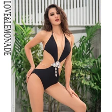 Любовь и лимонад Черный Вырез Стразы декоративная металлическая цепь пляж SWINSUIT LM1181