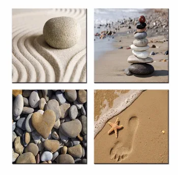 

4pcs/set Sea view stone Pictures Prints on Canvas Walls Art Work Modern Giclee Wall Artwork free shipping CJ-HJ-1